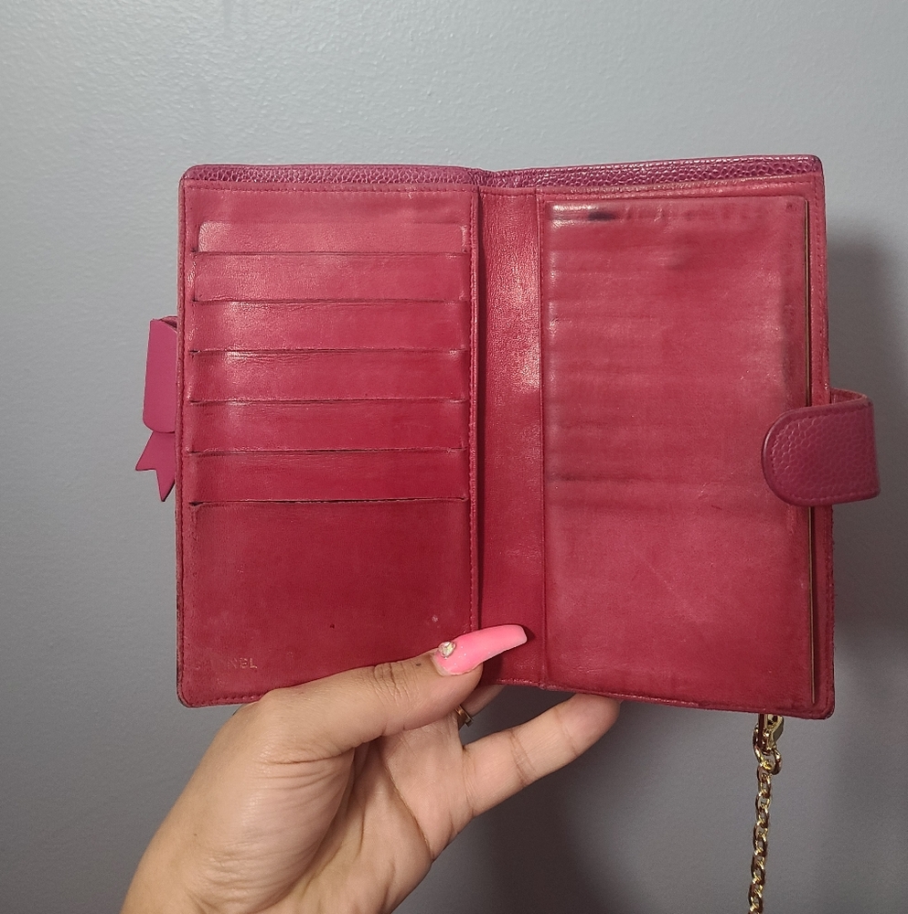 CHANEL Caviar Magenta Pink Kisslock Wallet - Picture 3 of 9